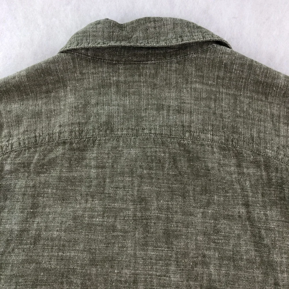 Mountain Hardwear Mens M Green Linen Blend Long Sleeve Button Up Shirt - Picture 5 of 14